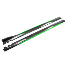 (Green Carbon 2M) 1Pair 2m/2.2m Universal Side Skirt Extension Rocker Plate Lip Separator Bumper For BMW Mercedes-Benz Audi VW Civic HondaToyota