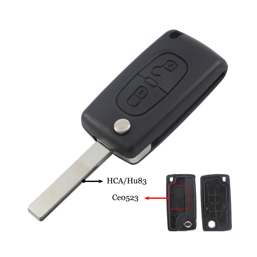 (Hca Ce0523) 2 Buttons Flip Folding Key Case Blank Shell For Peugeot 107 207 407 307 307S 308 407 607 807 Va2/Hca Ce0523 Ce0536 8704304430250