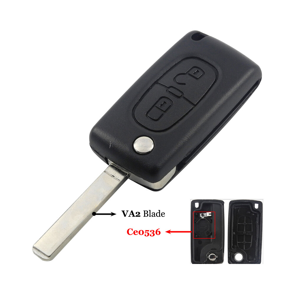 (Va2 Ce0536) 2 Buttons Flip Folding Key Case Blank Shell For Peugeot 107 207 407 307 307S 308 407 607 807 Va2/Hca Ce0523 Ce0536 8704304430267