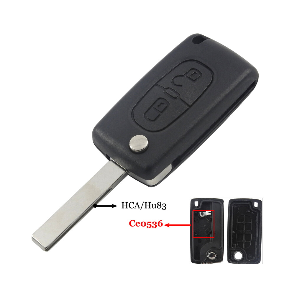 (Hca Ce0536) 2 Buttons Flip Folding Key Case Blank Shell For Peugeot 107 207 407 307 307S 308 407 607 807 Va2/Hca Ce0523 Ce0536 8704304430274