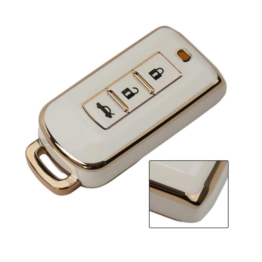 (White) Tpu Key Cover Remote Car Key Case Cover Soft Tpu Shell For Mitsubishi Xpander Outlander Asx Pajero Eclipse Cross Montero White 8704304432759