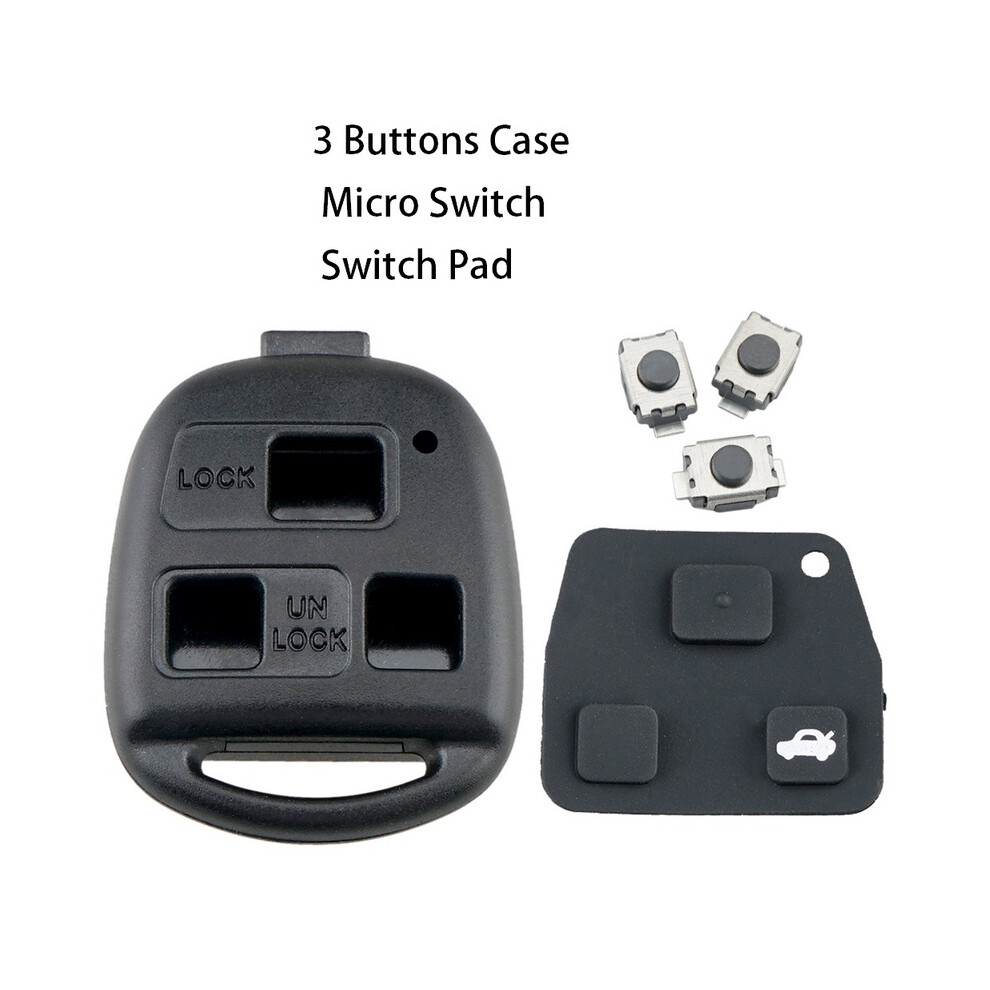 (3 Button Pad) Car Key Case 2 Buttons Car Remote Key Shell With Toy43 Blade + 2 Micro Switches For Toyota Yaris Prado Tarago Camry Corolla 8704304432582
