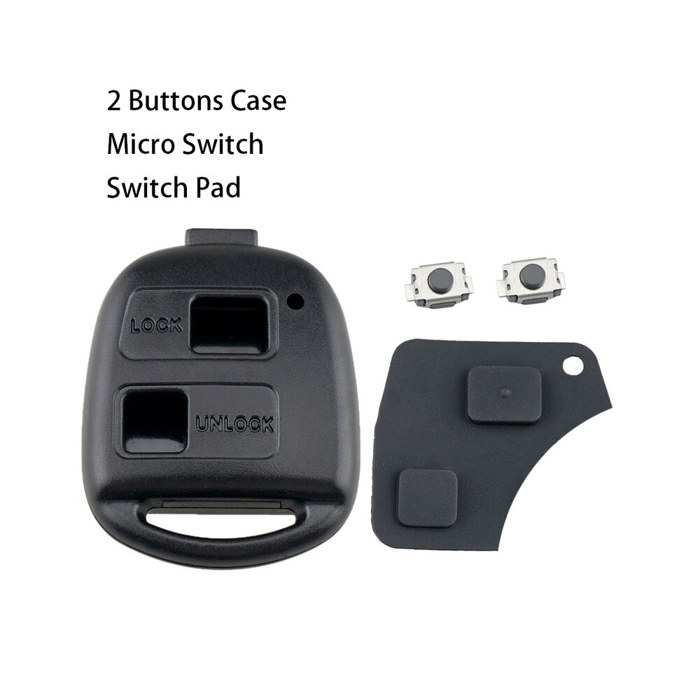 (2 Button Pad Switch) Car Key Case 2 Buttons Car Remote Key Shell With Toy43 Blade + 2 Micro Switches For Toyota Yaris Prado Tarago Camry Corolla 8704304432599