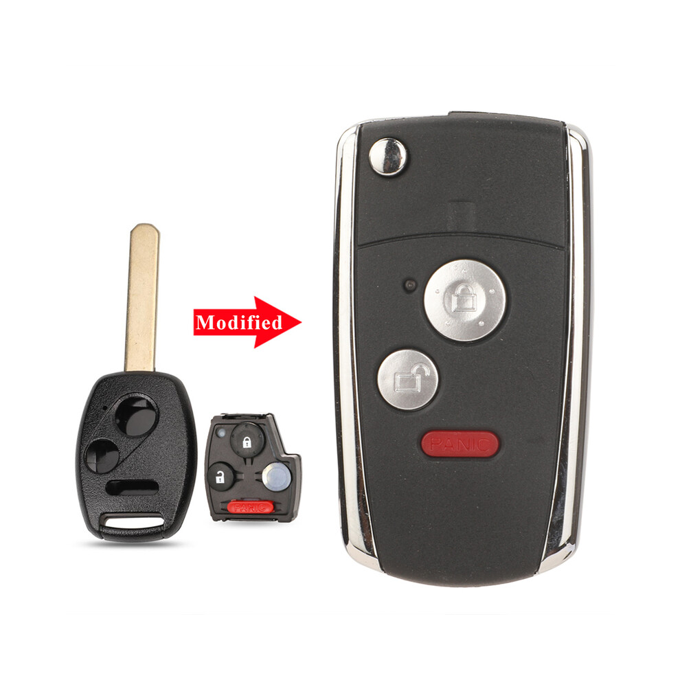 (2Button Panic) 2/3 Buttons Modified Folding Filp Remote Key Shell Case For Honda Accord Civic Crv Pilot Fit Odyssey Replacement Cover 8704304432728
