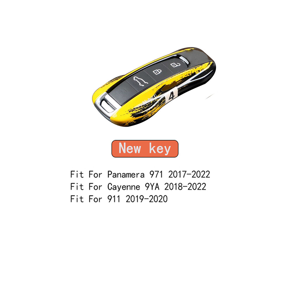 ( New) New No. 72 Racing Style Remote Key Cover Case Replace Fit For Porsche Cayenne Panamera Cayman Macan Boxster 971 9Ya 718 911 Yellow 8704304438782