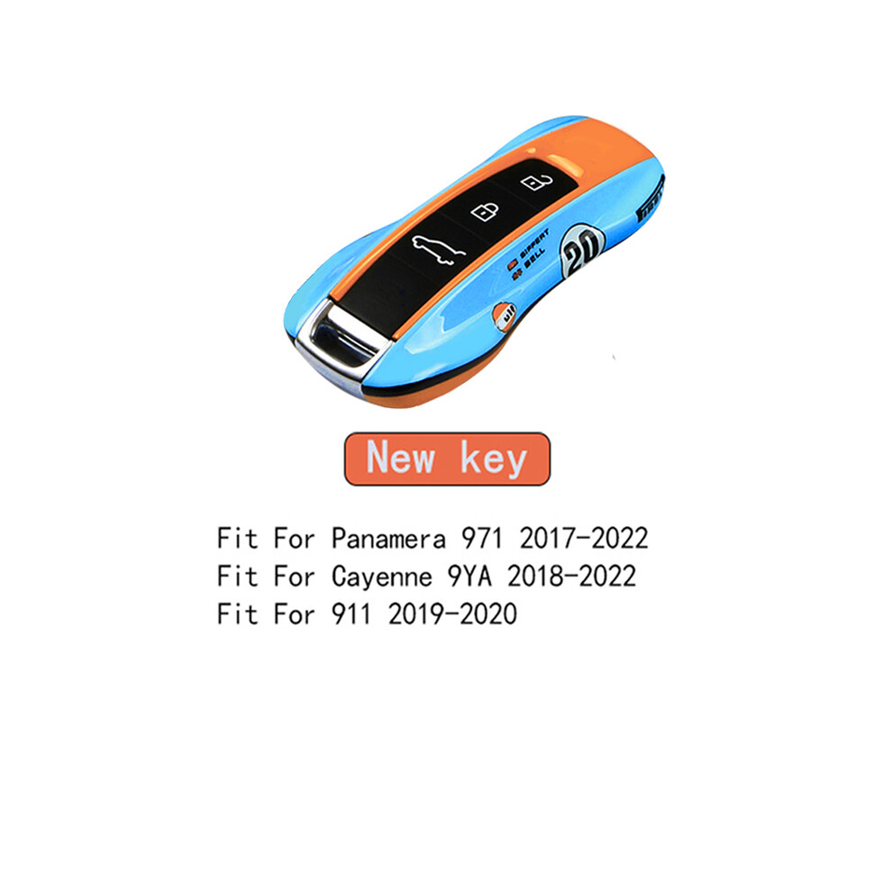 ( New) New No. 72 Racing Style Remote Key Cover Case Replace Fit For Porsche Cayenne Panamera Cayman Macan Boxster 971 9Ya 718 911 Blue 8704304438805