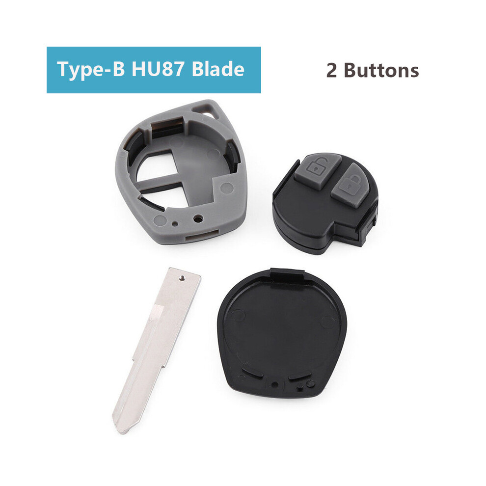 (Type-B Hu87 Blade) 2 Buttons Replacement Remote Cover Car Key Fob Case Shell With Sz11r / Hu87 / Toy43 Blade Fit For Suzuki / Agila/Ignis Alto Sx4 8704304442147