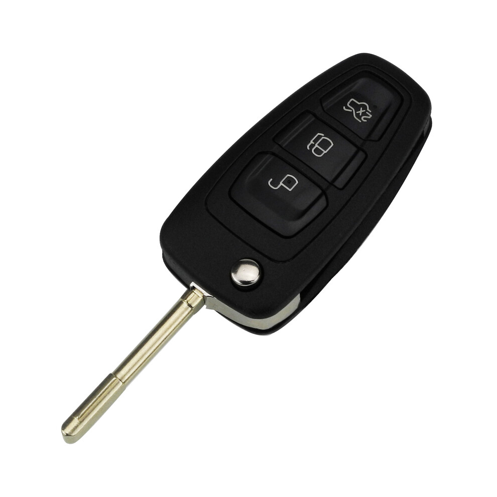 (3Buttons Fo21) Flip Folding Remote Key Shell Car Key Cover 3 Buttons For Ford Focus Mondeo Fiesta 2013 Fob Auto Case With Hu101 Blade Black 8704304441386