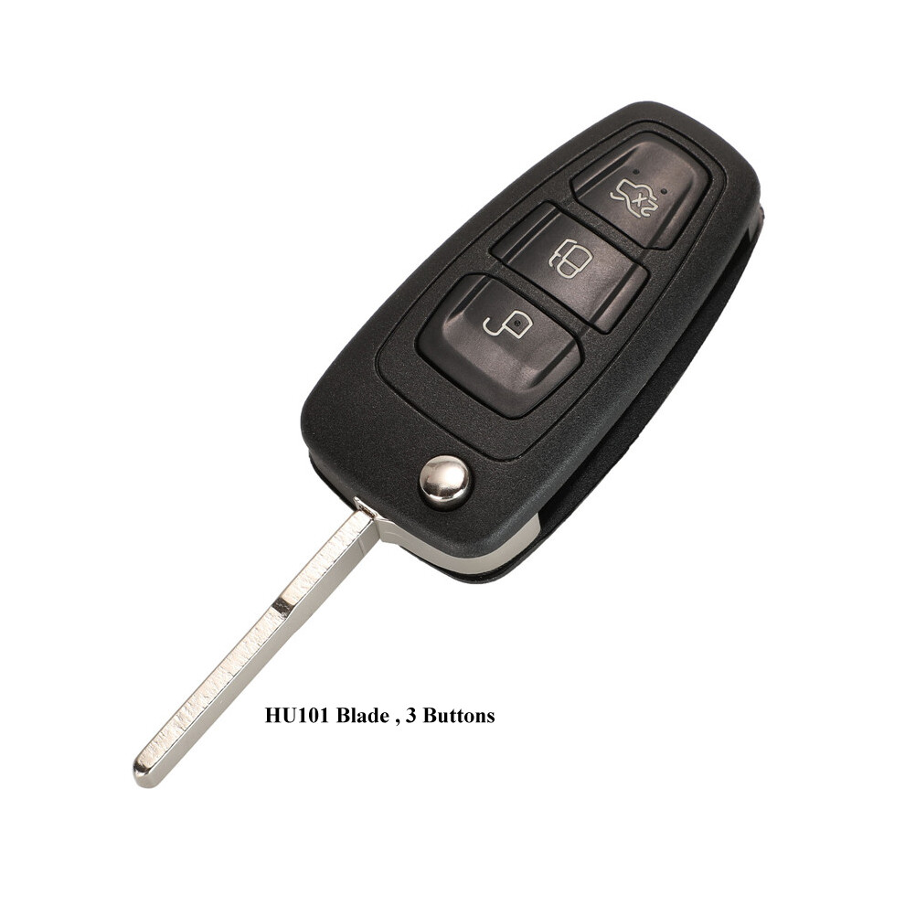 (3Buttons Hu101) Flip Folding Remote Key Shell Car Key Cover 3 Buttons For Ford Focus Mondeo Fiesta 2013 Fob Auto Case With Hu101 Blade Black 8704304441379