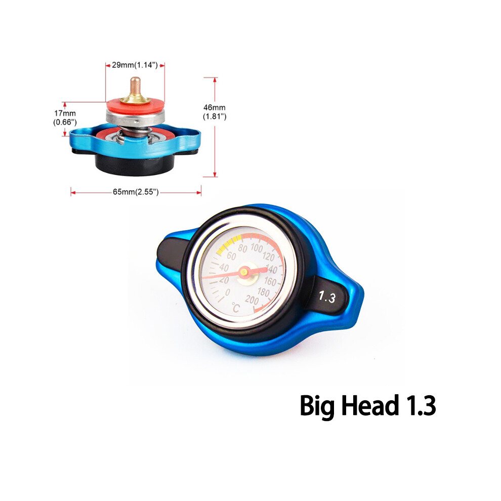 (Big Head 1.3) Car Automobile Styling Spsld Thermo Radiator Cap Tank Cover Water Temperature Gauge With Utility Safe 0.9 Bar/ 1.1 Bar/1.3 Bar 8704304442789