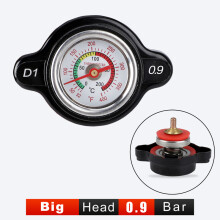 (Black 0.9 Bar Big) 1.8 Bar High Pressure Radiator Cap 25.6Psi With Temperature Gauge For Honda Yamaha Kawasaki Suzuki Polaris Ranger Motorcycle ATV