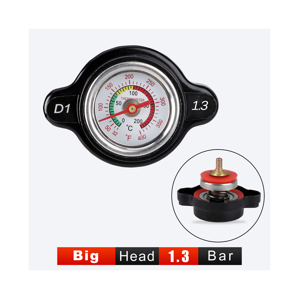 (Big 1.3 Bar) Motorcycles Car Thermost Radiator Cap Cover Head Water Temperature Gauge 0.9 Bar 1.1 Bar 1.3 Bar 1.8Bar With Utility Safe Black 8704304445094