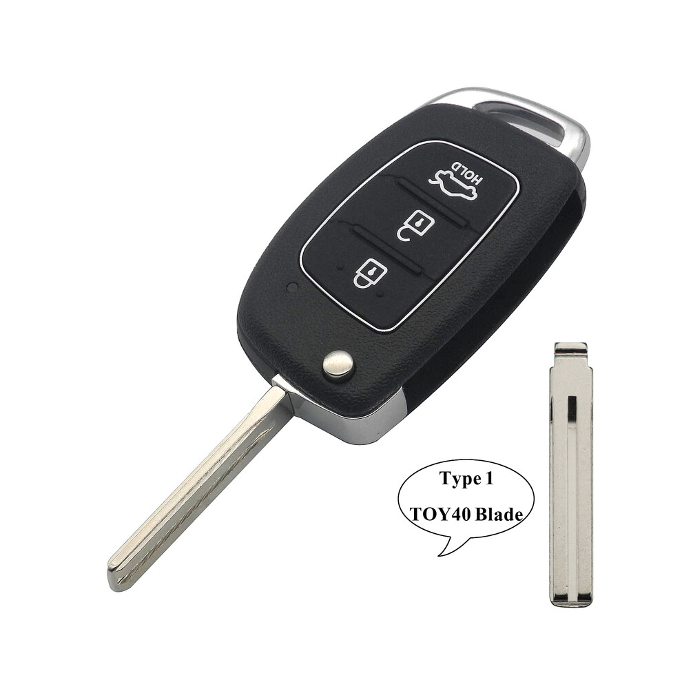 (Toy40) Hy15/Hy20/Toy40 Flip Remote Key Shell Fob For Hyundai Solaris Ix35 Ix45 Elantra Santa Fe Hb20 Verna Solaris 3 Buttons 8704304444578