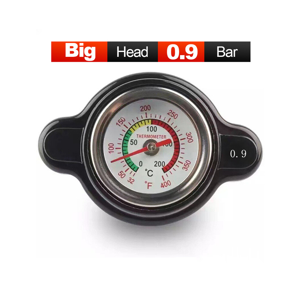 (Big 0.9 Bar) Racing Car Motorcycle Small Size Thermost Radiator Cap Tank Cover + Water Temp Gauge 0.9Bar Or 1.1Bar Or 1.3 Bar Cover Black 8704304447326