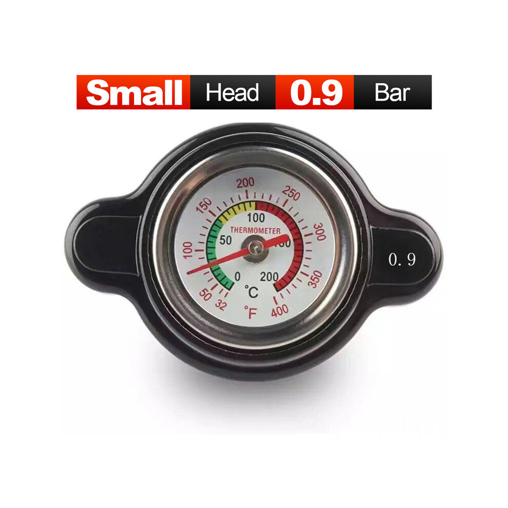 (Small 0.9 Bar) Racing Car Motorcycle Small Size Thermost Radiator Cap Tank Cover + Water Temp Gauge 0.9Bar Or 1.1Bar Or 1.3 Bar Cover Black 8704304447340