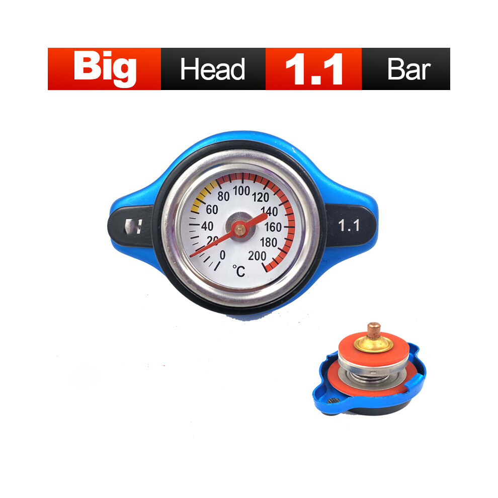 (Big Head 1.1) Racing Car Motorcycle Small Size Thermost Radiator Cap Tank Cover + Water Temp Gauge 0.9Bar Or 1.1Bar Or 1.3 Bar Cover 8704304447319