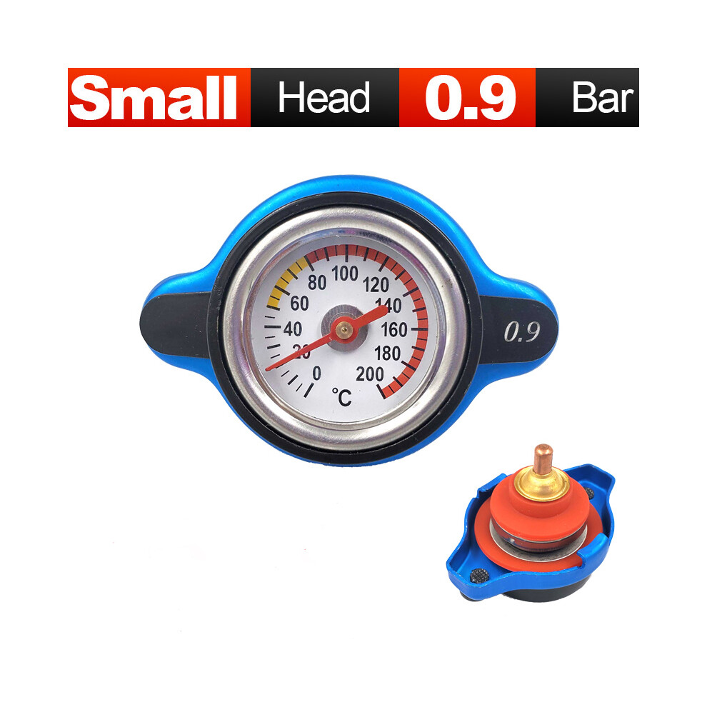 (Small Head 0.9) Racing Car Motorcycle Small Size Thermost Radiator Cap Tank Cover + Water Temp Gauge 0.9Bar Or 1.1Bar Or 1.3 Bar Cover 8704304447357