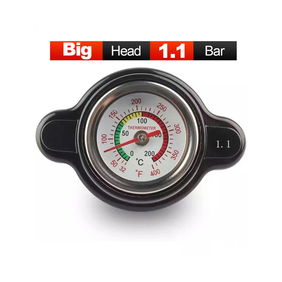(Big 1.1 Bar) Racing Car Motorcycle Small Size Thermost Radiator Cap Tank Cover + Water Temp Gauge 0.9Bar Or 1.1Bar Or 1.3 Bar Cover Black 8704304447395