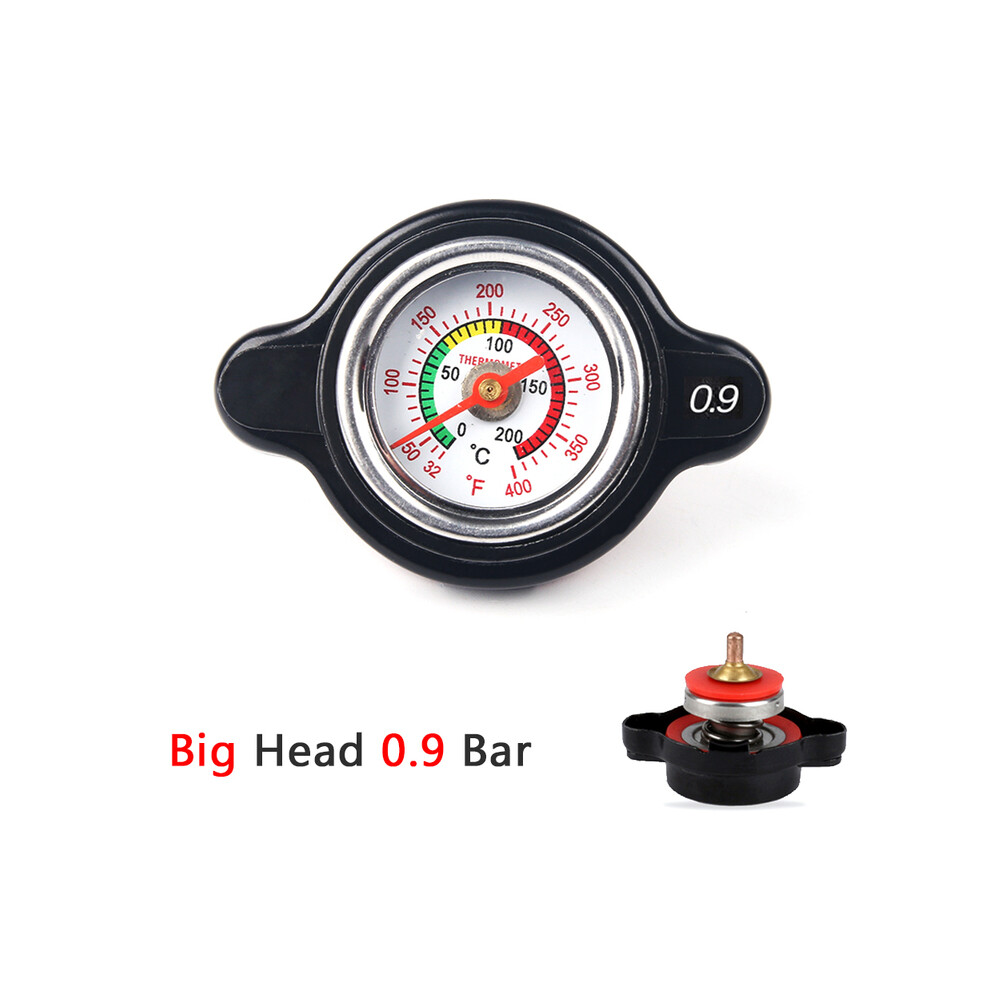 (Big 0.9 Bar) Car Motorcycle Styling D1 Spec Thermo Radiator Cap Tank Cover Water Temperature Gauge With Utility Safe 0.9 Bar/ 1.1 Bar/1.3 Bar Black 8704304448804