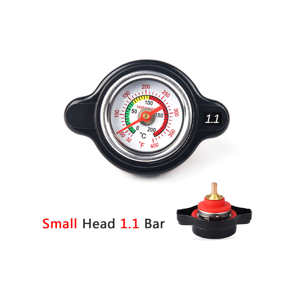 (Small 1.1 Bar) Car Motorcycle Styling D1 Spec Thermo Radiator Cap Tank Cover Water Temperature Gauge With Utility Safe 0.9 Bar/ 1.1 Bar/1.3 Bar Black 8704304448811
