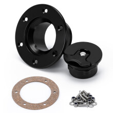 (Black) Aluminum Billet Fuel Cell / Fuel Surge Tank Cap Flush Mount 6 bolt Mirror Polished Opening ID 35.5mm Non-Vented