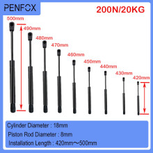 (18-8-180-450) 1PC 420-500mm 20kg/200N Gas Spring Universal Strut Bars Shock Absorber Hydraulic Lift Support Strut Bar RV Bed Car Machine