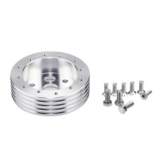 (Silver 1 Inch) Steering Wheel Hub Adapter Conversion Spacer 6 Hole to 3 Hole Boss Kit 0.5" 1" Silver Black