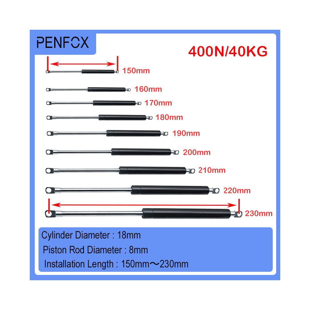 (18-8-50-170) 1Pc 150Mm-230Mm 40Kg/400N/90Lbs Universal Strut Bars Gas Spring Support Boot Bonnet Car Caravans Doors Windows Hatches Boat Bus 8704304459299