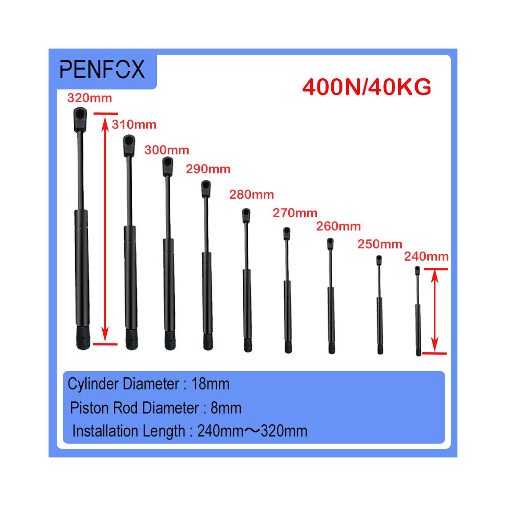 (18-8-90-250) 1Pc 240Mm-320Mm 40Kg/400N/90Lbs Universal Strut Bars Gas Spring Support Boot Bonnet Car Caravans Doors Windows Hatches Boat Bus 8704304458841