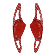 (Red Carbon Print) For Skoda Octavia A8 MK4 ENYAQ IV RS VRS Karoq Kodiaq 2021 2022 2023 Steering Wheel Fiber Shift Paddle Sticker DSG Gear