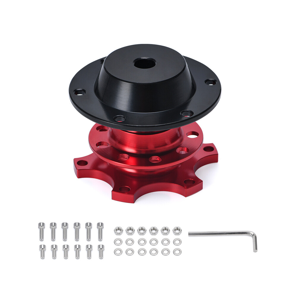 (Red) Universal Steering Wheel Quick Release Hub Boss Kit Wheel Hub Adapter For 6 Hole Steering Wheel Hub Pqy3859 Red 8704304460783