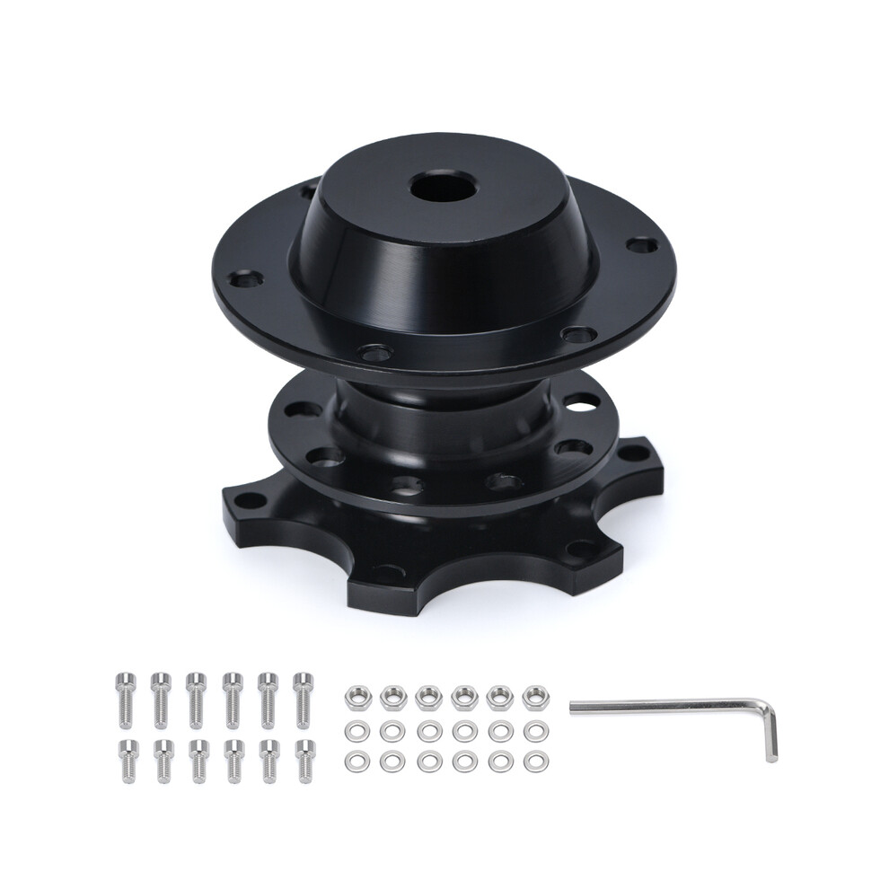 (Black) Universal Steering Wheel Quick Release Hub Boss Kit Wheel Hub Adapter For 6 Hole Steering Wheel Hub Pqy3859 Black 8704304460776