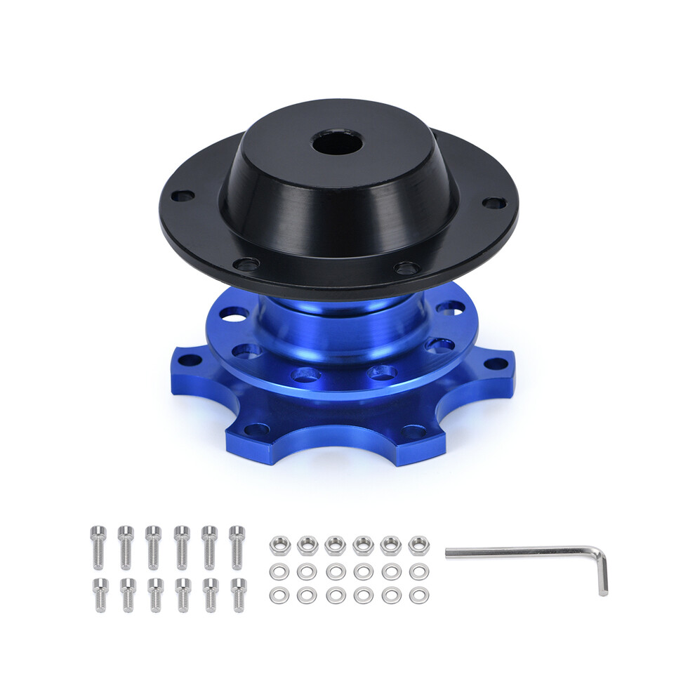 (Blue) Universal Steering Wheel Quick Release Hub Boss Kit Wheel Hub Adapter For 6 Hole Steering Wheel Hub Pqy3859 Blue 8704304460790