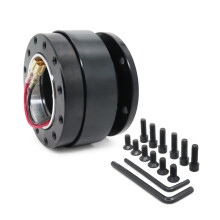 (With SPC BLACK) New Black Steering Wheel Snap Off Quick Release Hub Adapter Boss kit 8 Colors Available Mo Car Accessories
