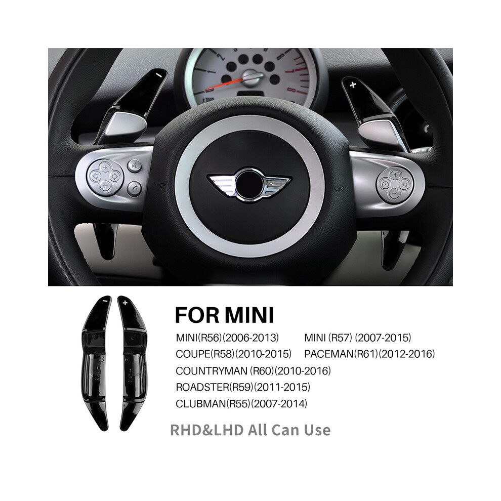 (Black) For Mini Roadster R60 R61 R55 R56 R57 R58 R59 Lci Coupe Paceman Clubman Cooper S Jcw Car Steering Wheel Shifter Paddle Extension Black 8704304465269