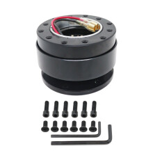 (NO LOGO BLACK) New Black Steering Wheel Snap Off Quick Release Hub Adapter Boss kit Universal no logo