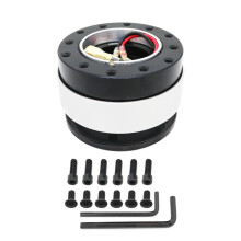 (NO LOGO SILVER) New Black Steering Wheel Snap Off Quick Release Hub Adapter Boss kit Universal no logo