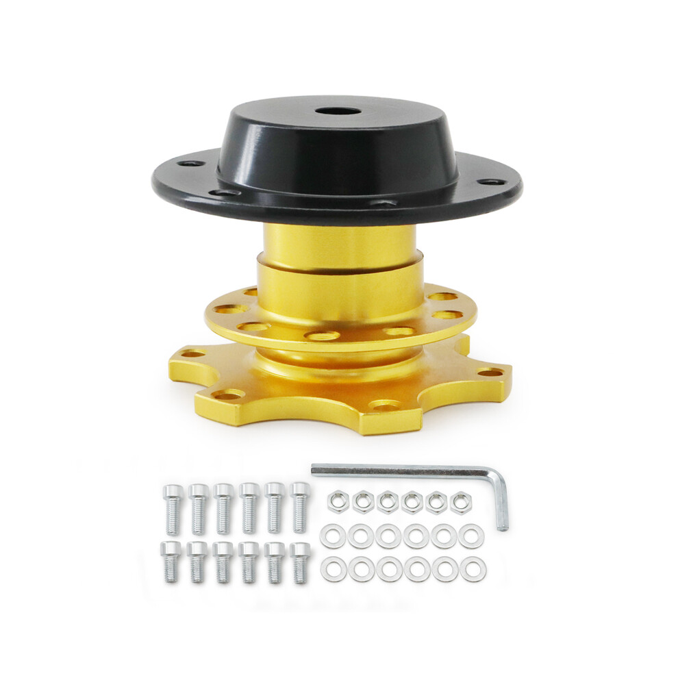 (Gold) Universal Aluminum Steering Wheel Quick Release Hub Adapter For 6 hole Steering Wheel Removable Snap Off Boss Kit-image-OPC-PFBRJJW-NEW