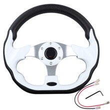 (White With logo) Universal Car Steering Wheel 13 Inches 320MM Aluminum Leather Aluminum Racing Sport Steering Wheel With Logo Auto Accessories