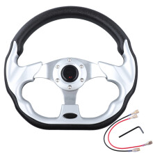 (Silver With logo) Universal Car Steering Wheel 13 Inches 320MM Aluminum Leather Aluminum Racing Sport Steering Wheel With Logo Auto Accessories
