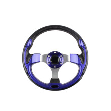 (Blue) Universal Car Steering wheel Aluminum Leather 320mm/13 inch Racing Sport Steering Wheels With Horn and Logo