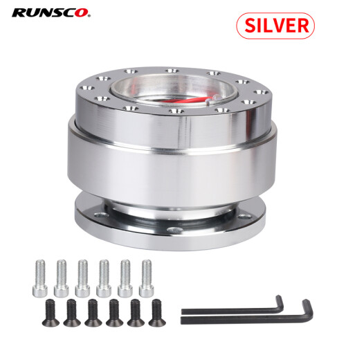 (Silver) Universal Car Tuning Steering Wheel Quick Release Hub Adapter Snap Off Boss Kit Auto Accessories