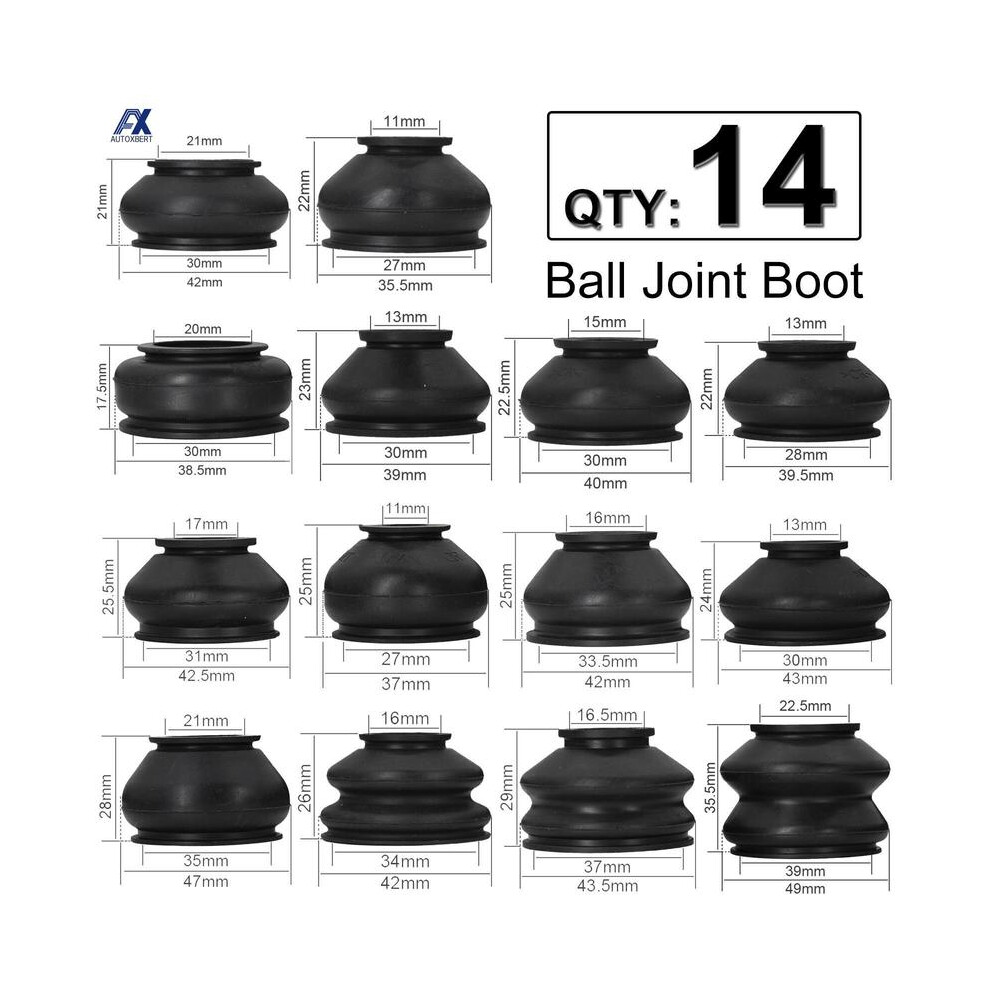 14X Multipack Universal Car Suspension Steering Ball Joint Rubber Dust Boot Cover Track Tie Turn Rods Ends Set Parts Accessories 8704304471581