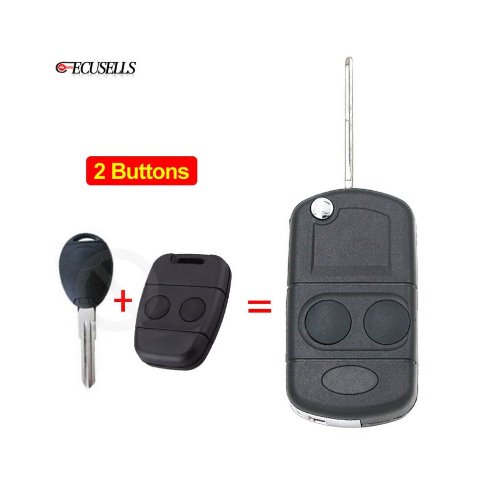 Ecusells 2B Folding Flip Remote Key Shell Case Smart Car Key Housing Uncut Blade For Land Rover Freelander 2002-2005 Discovery 8704304474056