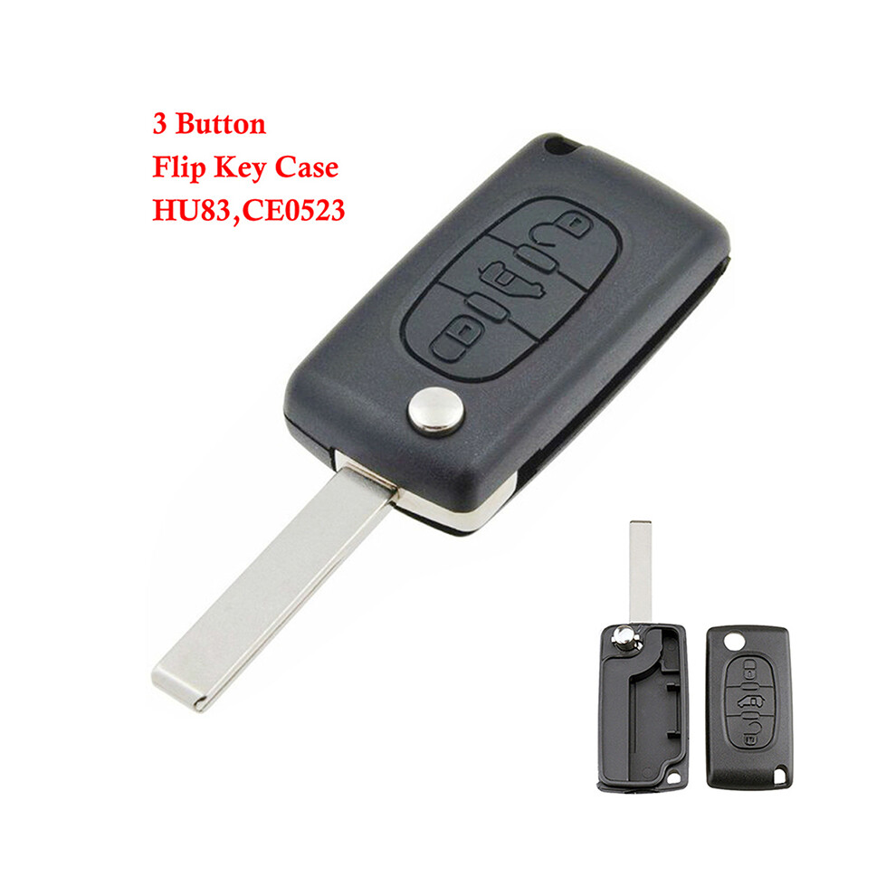 3 Button Hu83 Remote Car Key Fob Case Ce0523 For Peugeot Expert/Citroen Dispatch 2006-2016 Black 8704304475022