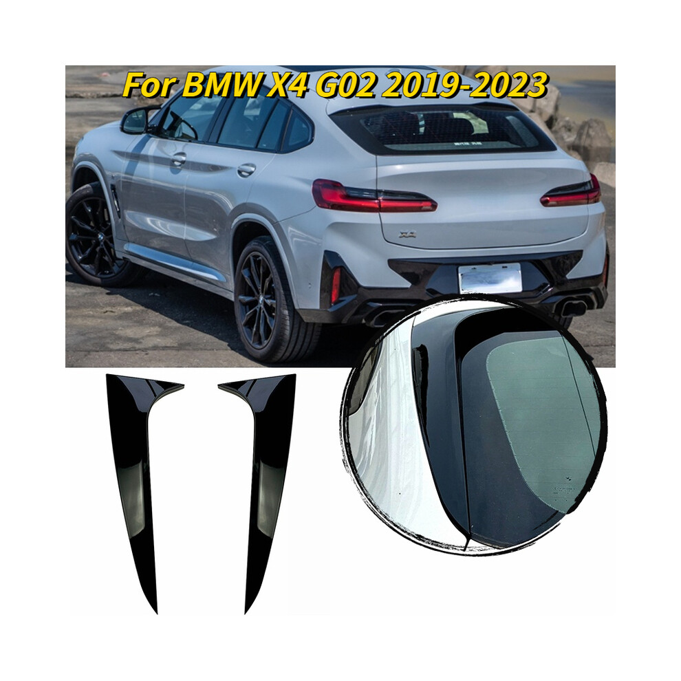 Car Rear Window Side Spoiler For Bmw X4 G02 2019-2022 Abs Gloss Rear Side Spoiler Canard Splitter Auto Replacement Parts Black 8704304481443