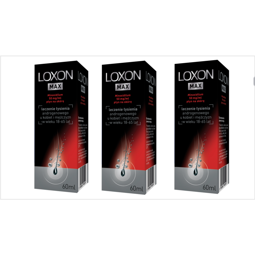 3 x Loxon Max 5% Hair Loss Treatment Solution Spray Serum  60ml