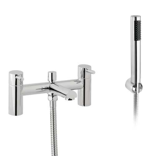 NES Home Modern Chrome Bath Shower Bridge Deck Mounted Mixer Tap And Handset 2