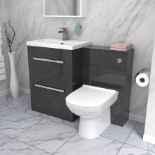 Nes Home 1100mm Dark Grey 2 Drawer Vanity Basin Unit, WC & Curved BTW Toilet