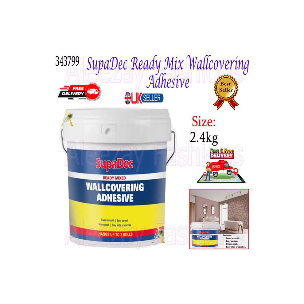 Supadec Ready Mix Strong Grab Wallpaper Wallcovering Smooth Adhesive 2.4Kg